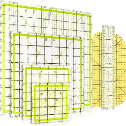 6 Piezas De Reglas Cuadradas De Acrílico Quilting, Reg...