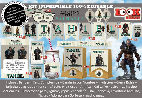 Kit Imprimible Candybar Assassin's Creed Valhalla Editable