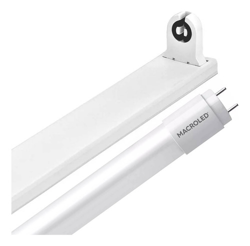 Pack 2 Liston 60cm Simple Con Tubo Led 9w Vidrio Macroled