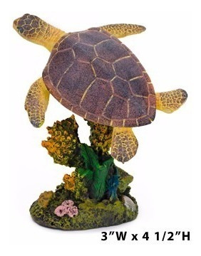 Penn Plax Adorno Resina Tortuga En Coral  7x11 Cms X 2 Unida