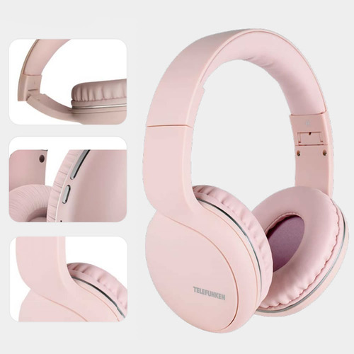Auriculares Telefunken Bluetooth H600bt Rosa Microfono