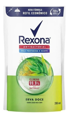 Refil Sabonete Rexona Antibacteriano Erva Doce 200ml