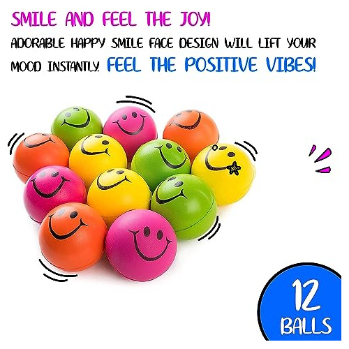 Be Happy - Pelota Antiestrés Sonrisa De Color Neón, C...