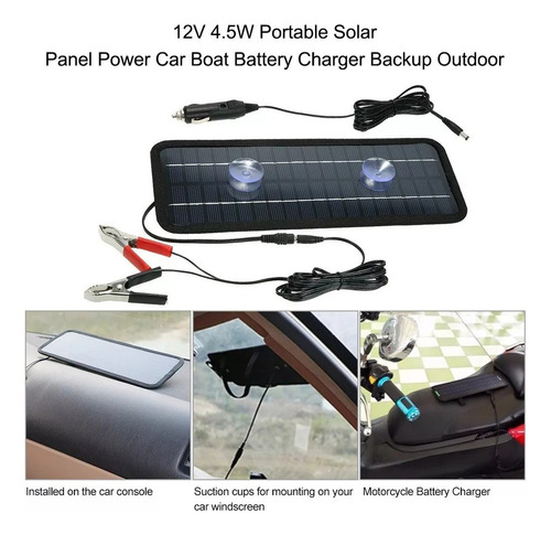 Carregador De Bateria Solar Para Carro E Barco Portátil