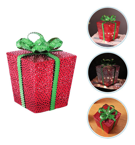 Caja De Regalo Luminosa Led De Hierro, Caja De Regalo De Nav