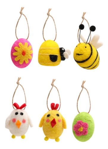 6x Suministros De Fijación De Huevos De Pascua De Fieltro