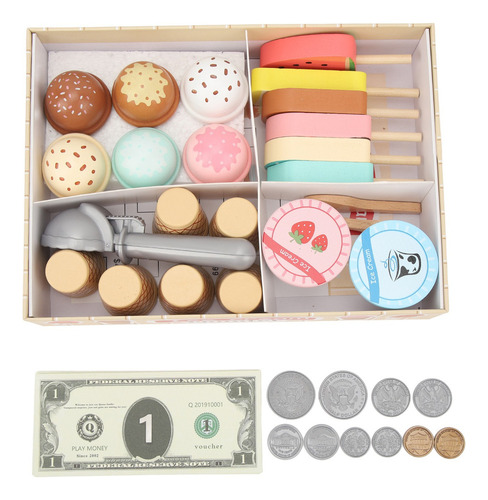 Juego Educativo De Madera Para Helados Y Mostrador .