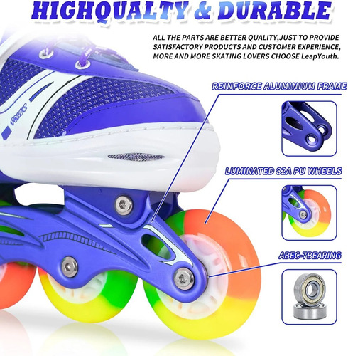 Imagen 4 de 8 de Patines En Línea Ajustables Con Ruedas Iluminadas