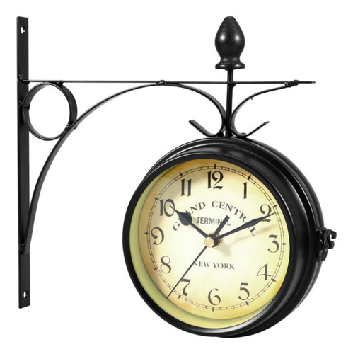 Reloj De Pared De Doble Cara Decorativo Vintage De Hierro Fo