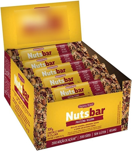 Nuts Bar Proteína Vegana Banana Brasil 12x25g