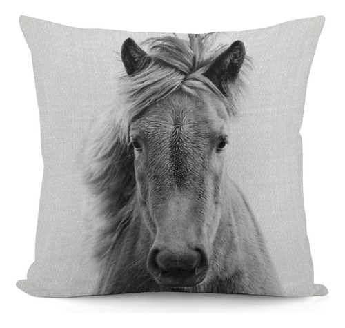 Rurals Horse - Fundas De Almohada Decorativas En Blanco Y Ne