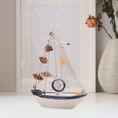 Minimodelo De Barco Con Timón, Artesanía Náutica En La Playa