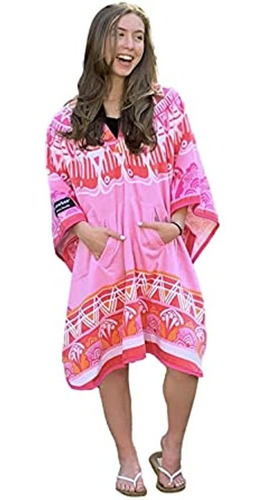 Throwbee Original Toalla-poncho Rosa - 100% Algodón - Toalla