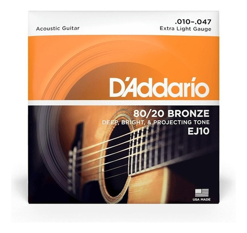 Daddario Ej10 Juego De Cuerdas Bronce Para Guitarra Acústica