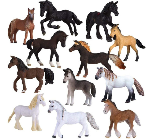 Conjunto De 12 Figuras De Caballo Deluxe Para Niños Fi...