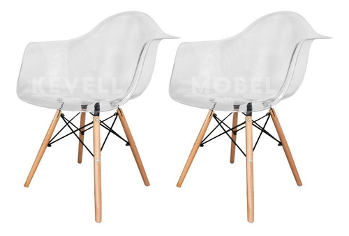 Set De 2 Sillas De Acrílico Transparente Eames Modelo Turín
