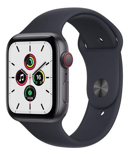 Apple Watch SE (GPS + Cellular, 44mm) - Caja de aluminio color gris espacial - Correa deportiva Azul medianoche