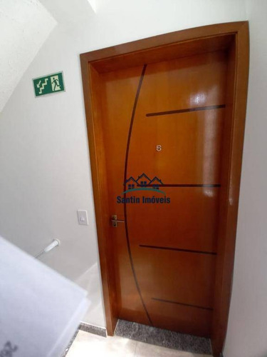 Cobertura Com 2 Quatos, (01 Suíte) 60% Com Telhado , 02 Vagas Cobertas À Venda, 106 M² - Vila Alice - Santo André/sp - Co0615