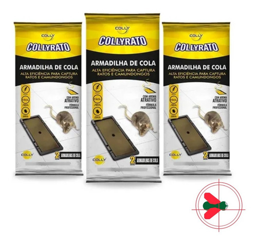 Kit 3 Armadilhas Adesiva Ratoeira Com Cola Colly Rato