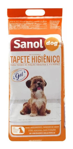 Tapete Higiênico Para Cães Sanol Dog Com 30 Unidades 60x80cm