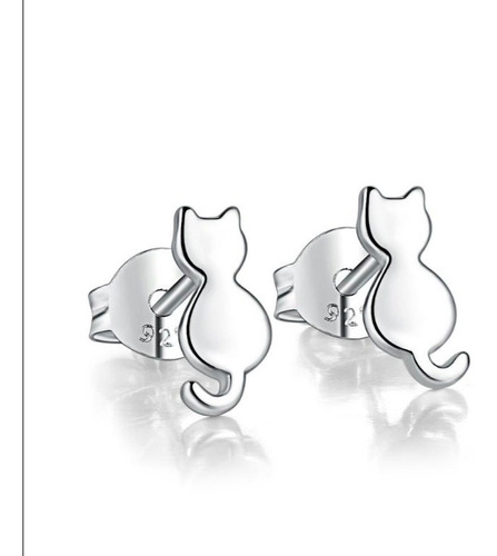 Aretes De Gato Plata Esterlina 925 Sombra 1 Broche Cabello