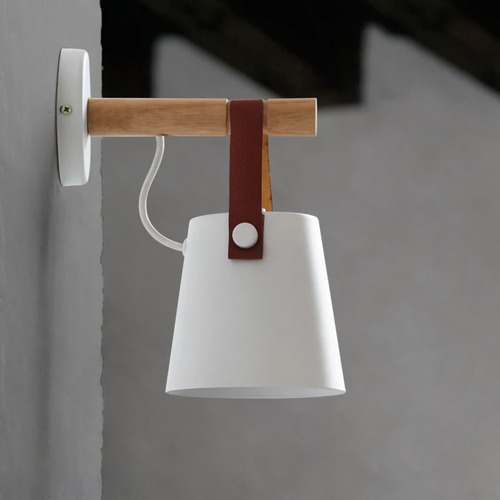 Imagen 5 de 5 de Lampara De Pared Moderna Estilo Nórdico. Detalle En Cuero