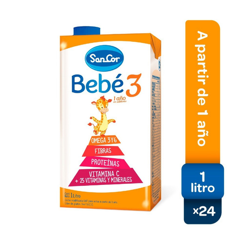 Imagen 1 de 2 de Leche de fórmula líquida sin TACC Mead Johnson SanCor Bebé 3 sabor original en brick 12 unidades de 1L a partir de los 12 meses