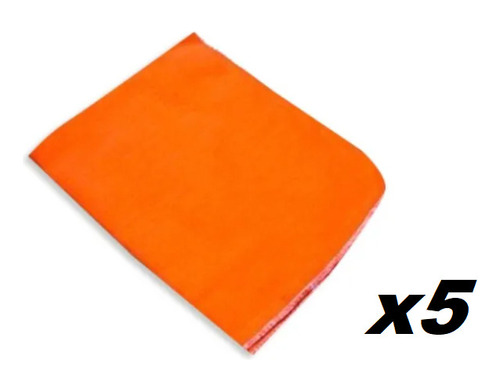 X5 Franela Absorbente Naranja 40cm X 40cm Secado Lavado Auto