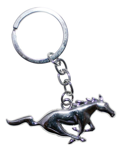 Imagen 5 de 6 de Hermoso Llavero Ford Mustang En Metal Caballo Color Plateado
