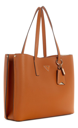 Bolso Guess Meridian Girlfriend Tote Coñac Con Bolsillos