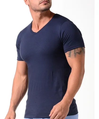 Camiseta blanca de manga corta para hombre clásica con cuello en V -  Paquetes al por mayor múltiples ya granel