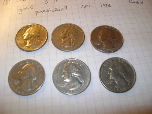 Lote De 6 Monedas De 25 Centavos De Usa Norteamerica 11.4