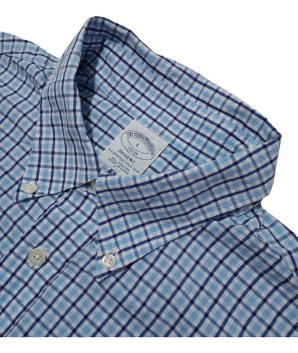 Camisa Brooks Brothers 1818 Regent Cuadros Azul-bco Talla L