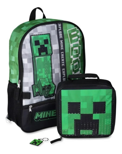 Mochila Minecraft Para Niño Con Lonchera De 43 Cm*sk