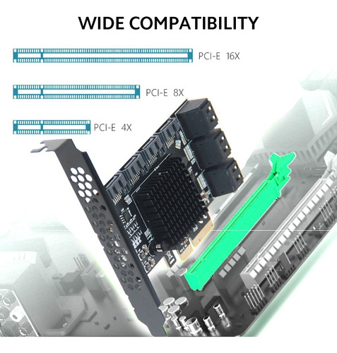 Imagen 2 de 10 de Tarjeta Adaptadora Pci-e 4x A 10 Sata3.0 Ordenador De Sobrem
