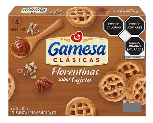 Imagen 1 de 3 de Galletas Gamesa Florentinas Sabor Cajeta 332 G