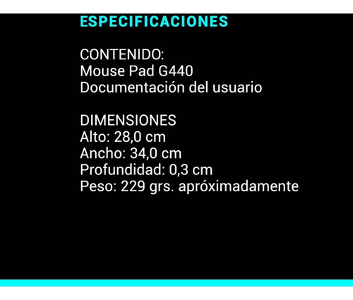 Imagen 6 de 8 de Mouse Pad gamer Logitech G440 Serie G de caucho y tela 280mm x 340mm x 3mm negro