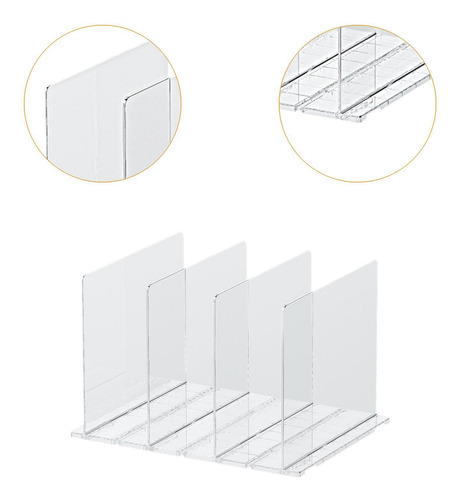Divisores De Estantes Transparentes, Portátiles, 4 Piezas