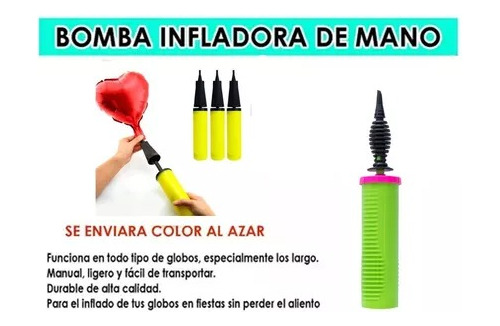 Bomba De Aire Manual Para Inflar Globos Látex, Metálico