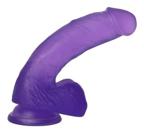 Pene suave y realista con escroto y ventosa - Jelly Love