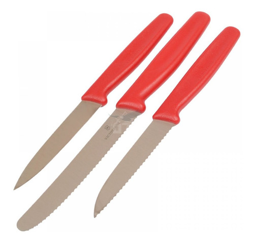 Imagen 2 de 4 de Cuchillos Victorinox P/ Verduras X3 Rojo Y Negro 5.1111.3