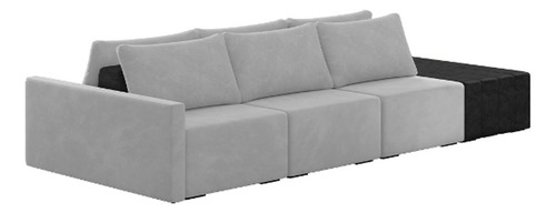 Sofá Ilha Modular E Puff 342cm Georgia K04 Vld Cinza/preto Cor Cinza