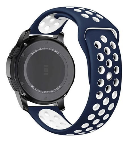 Correa Pulso Silicona 20 Mm Reloj Smartwatch Azul Blanco