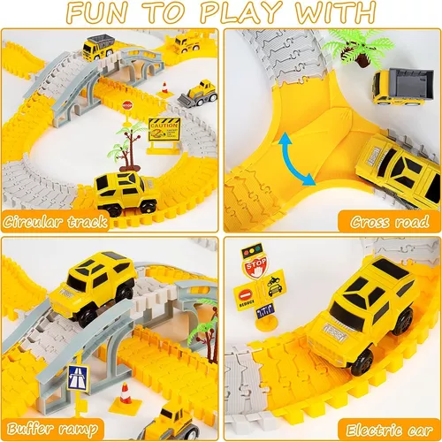 Pistas de carreras de construcción para niños Juguetes para niños, serie de  pistas, coches de construcción y juego de pista flexible Crear una  ingeniería juguetes de carretera