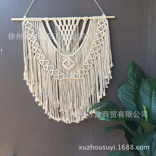 Imagen 5 de 6 de Tapiz De Algodón Fino 100% Hecho A Mano Macramé Para Colgar