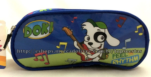 Imagem 2 de 6 de Estojo Escolar Duplo Cachorro Doki Azul Original Luxcel