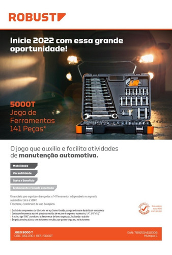 Imagem 5 de 5 de Jogo Oficina Master Maleta Com 141 Ferramentas 5000t Robust