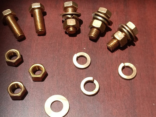 Tornillo Bronce Al Silicio 1/4x1 1/4 Kit Tuerca Y 2 Rondanas