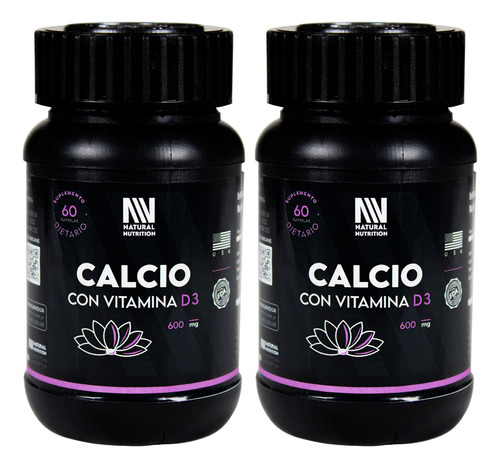 Natural Nutrition Kit X2 Calcio Vitamina D3 Suplemento 3c Sabor Calcio Con Vitamina D3