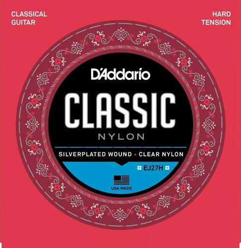 Imagen 1 de 5 de Encordado Daddario Ej27h Classic Nylon Hard Guitarra Clasica